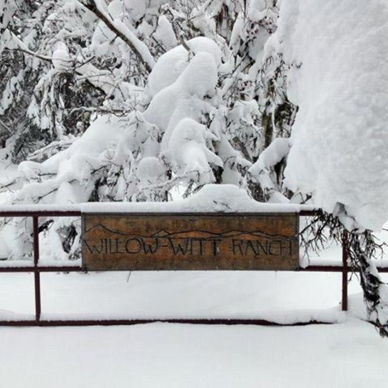 First Willow-Witt Ranch sign in winter