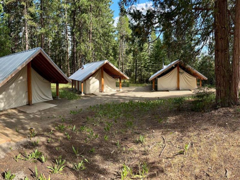 ADA-accessible group wall tent camping accommodations