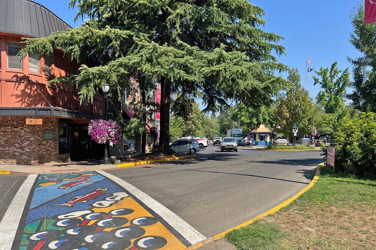 Ashland Oregon painted crosswalk downtown by Robin Gotfrid