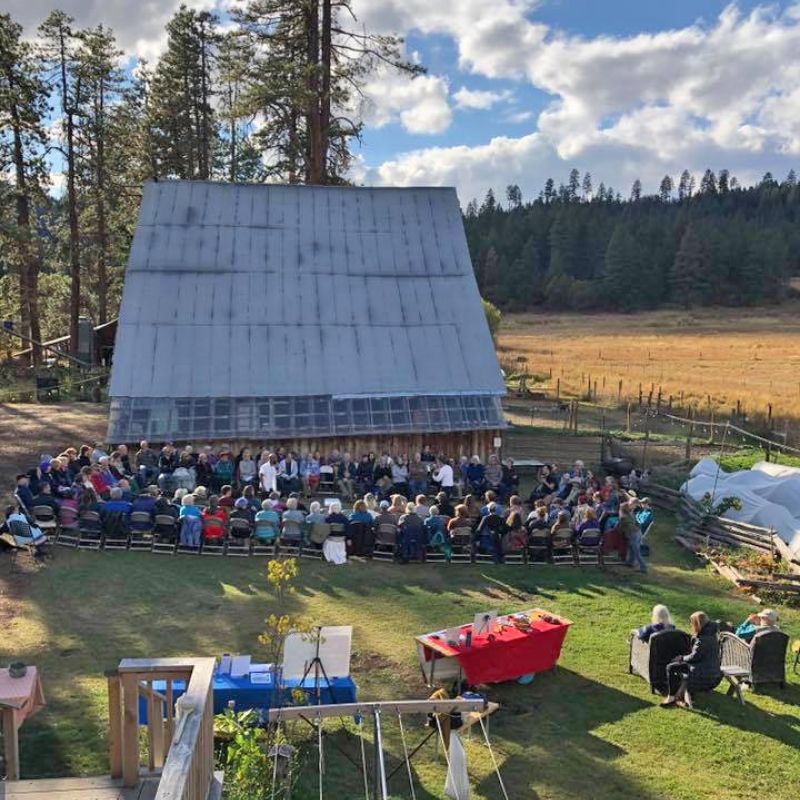 evening outdoor theatrical play event with actors from Oregon Shakespeare Festival